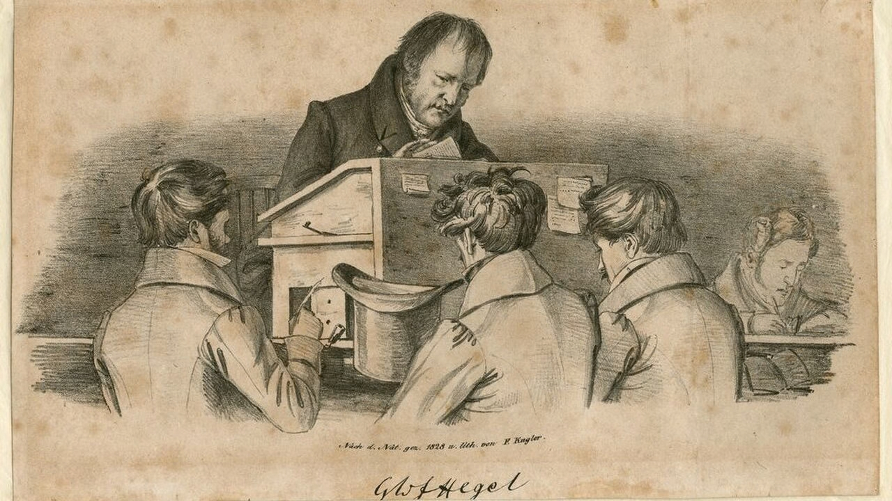 Sketch of G.W.F. Hegel lecturing to his students in Berlin